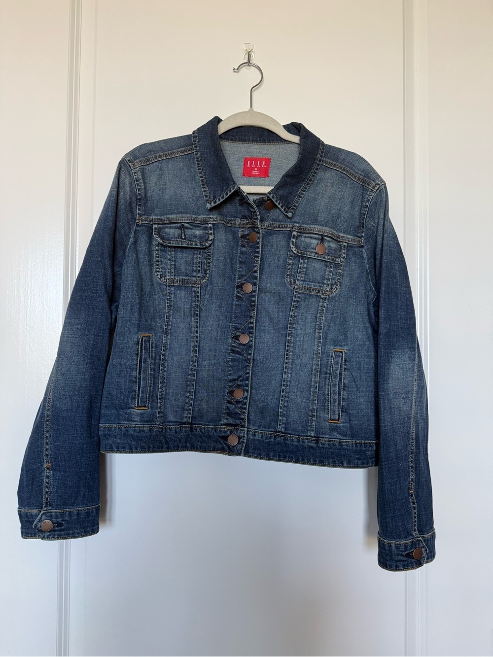 ELLE Women's Dark Wash Denim Jacket - Blue